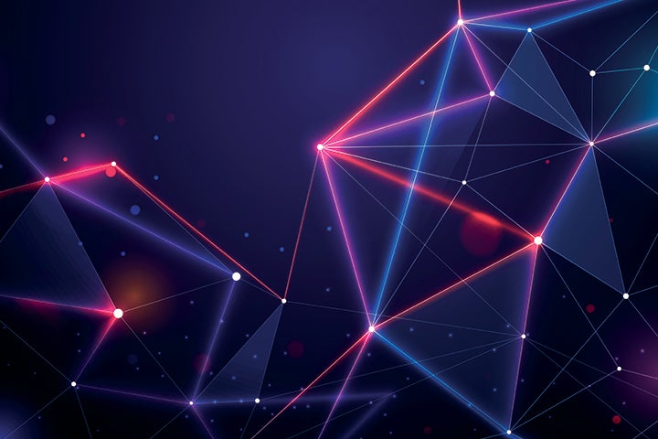 abstract background with neon rays projecting in a dark background