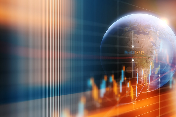 data analysis graph showing global market trends