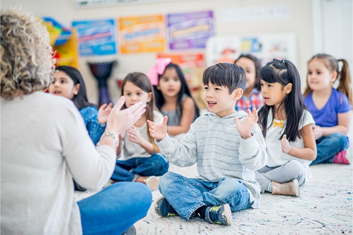 a group of kids in kindergarten