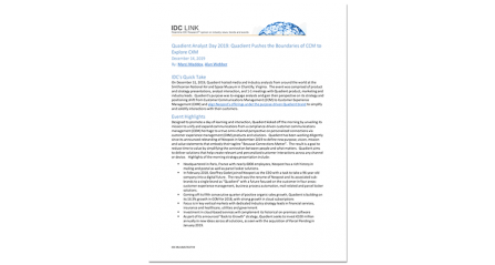 IDC Report: Quadient Pushes the Boundaries of CCM to Explore CXM Report Cover