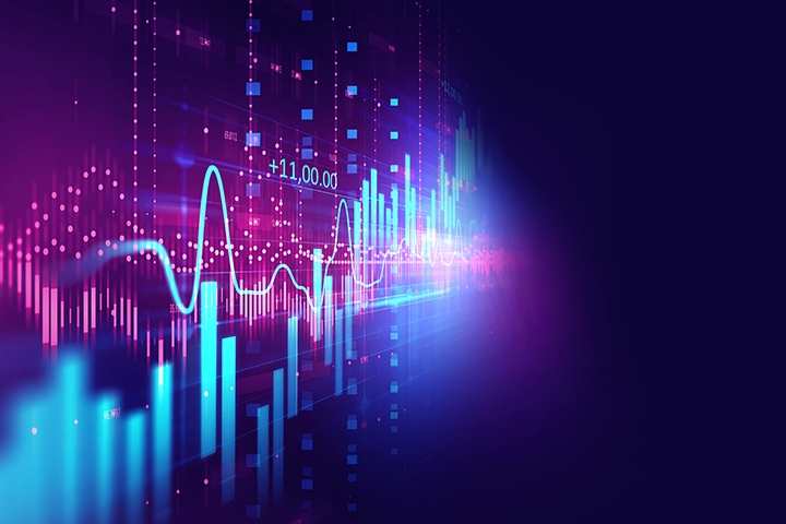 Volatile graph of price changes, electronic graphical representation