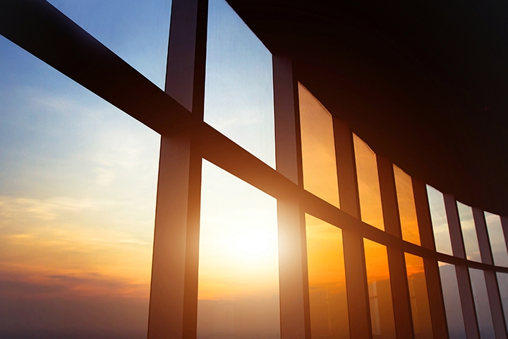 Panoramic window in an office