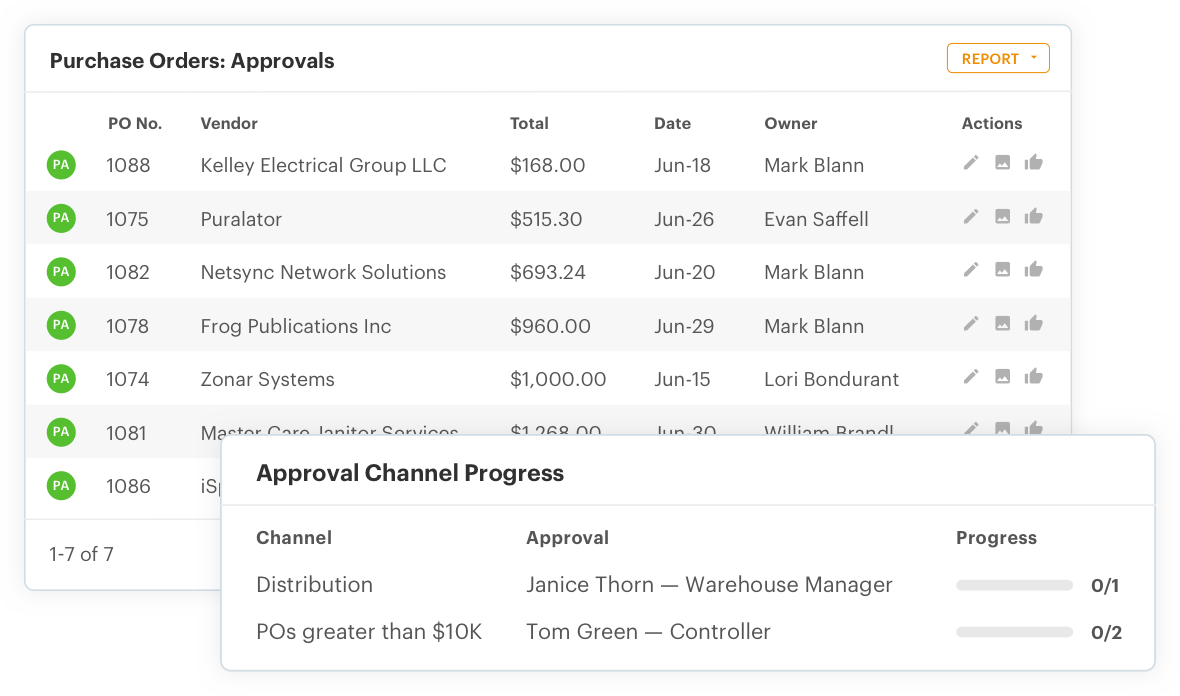 purchase order approvals screenshot