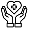 hands holding medical symbol, healthcare concept