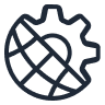 round icon half a cog and half a world round icon half a cog and half a world
