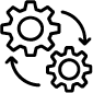 turning gears and arrows icon