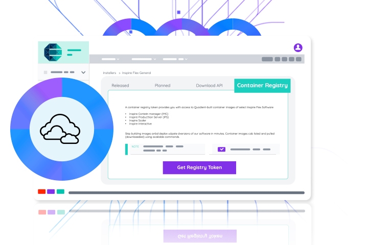 Inspire Container Registry positioned against abstract expanding lines background 