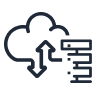 icon showing a cloud and server with upward and downward arrows 