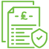 icon - a green invoice with a Pound Sterling sign