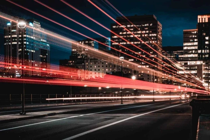 skyline and road lights