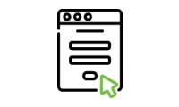 icon - contact form with a green arrow at bottom right corner icon - contact form with a green arrow at bottom right corner