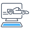 Icon of car going fast on computer