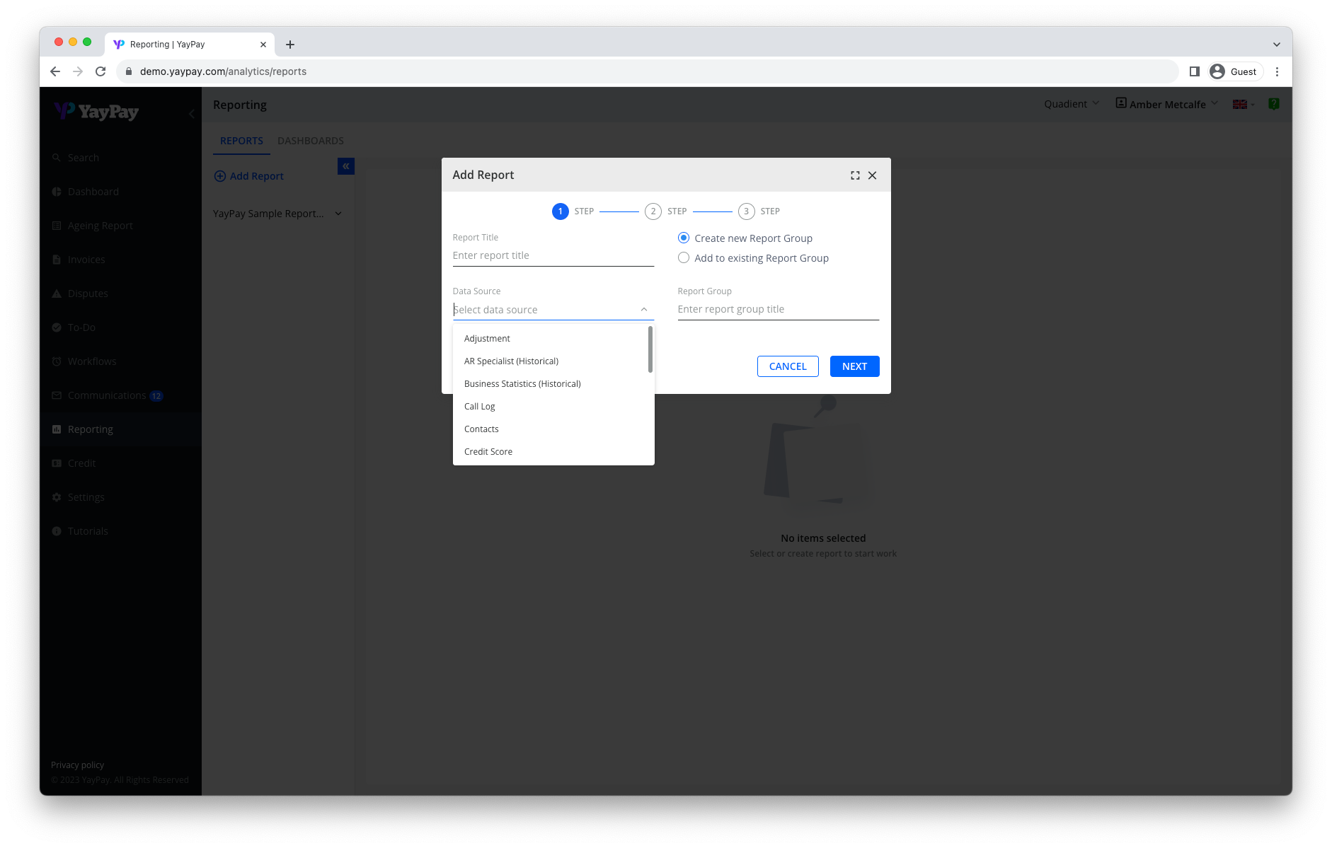 Report on any data point Report on any data point