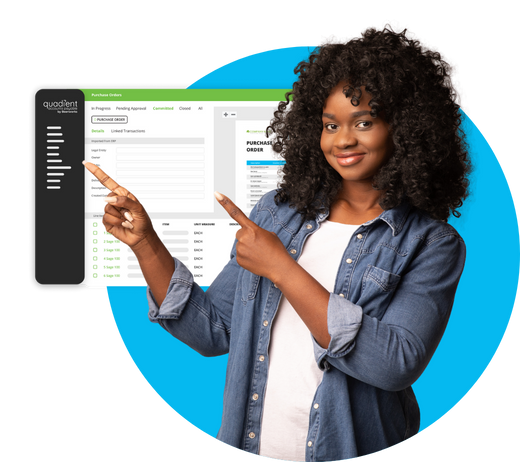 A woman poiting to ap automation dashboard A woman poiting to ap automation dashboard