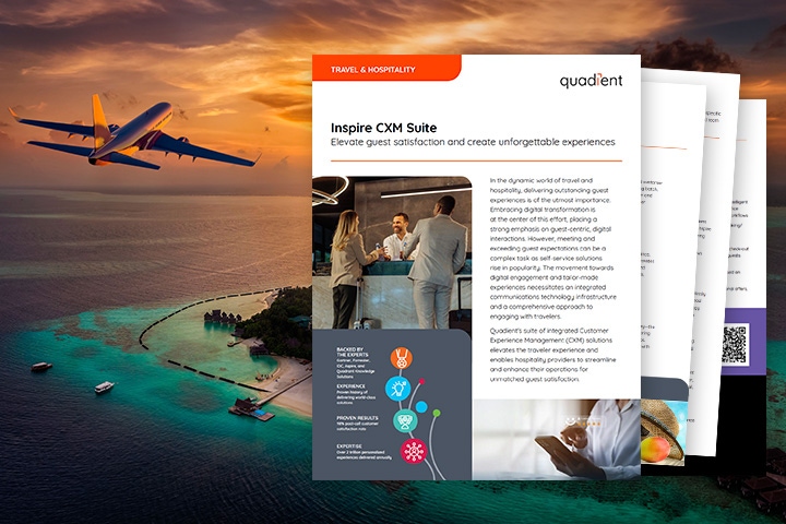 Thumbnail of Inspire CXM Hospitality Brochure against aerial view of island with plane flying overhead