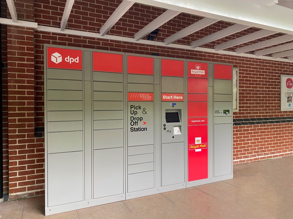 image of parcel lockers against a wal