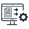 Monitor with template, forward motion arrows, and gear