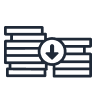 Coins with downward pointing arrow Coins with downward pointing arrow