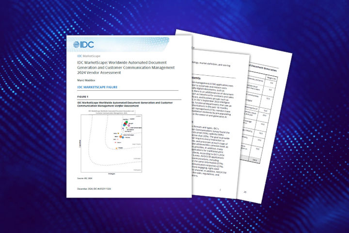 Thumbnail of the 2024 IDC MarketScape for Automated Document Generation and Customer Communication Management report