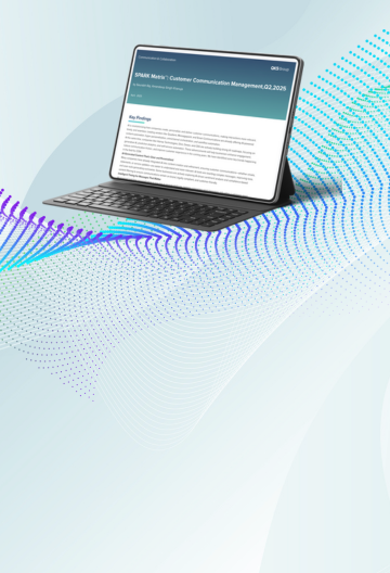 SPARK Matrix™: Customer Communication Management, 2025 report displayed on a laptop
