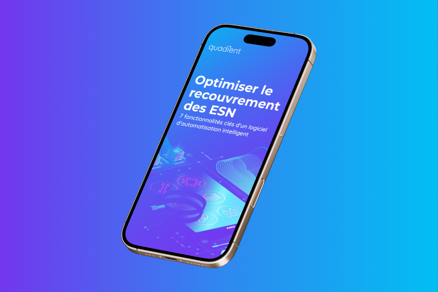 Vue du guide sur un smartphone, fond dégradé