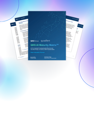 Thumbnail of the QKS AI Maturity Matrix for CCM 2025 report on multi-colored background.