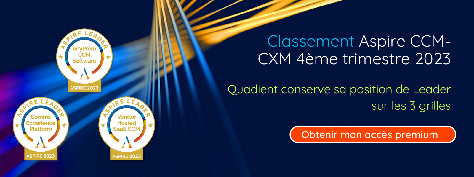 C'est la bannière qui contient les informations sur l'accès au classement Aspire CCM-CXM pour le 4ème trimestre 2023.