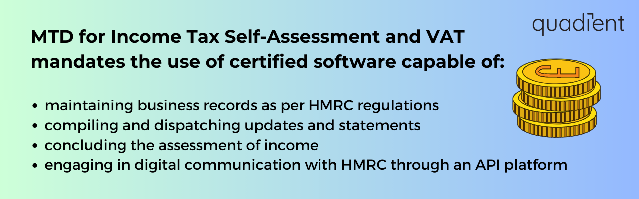 MTD mandates the use of certified software capable of: