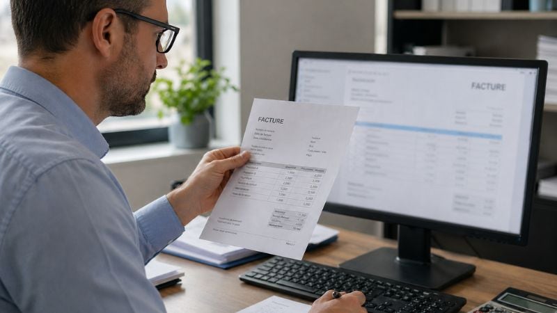 Comptable comparant une facture papier avec une facture numérique Factur-X